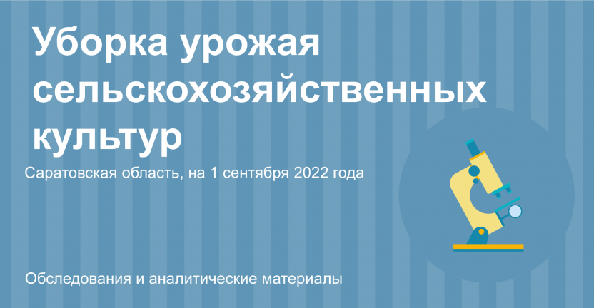Уборка урожая сельскохозяйственных культур в Саратовской области на 1 сентября 2022 года